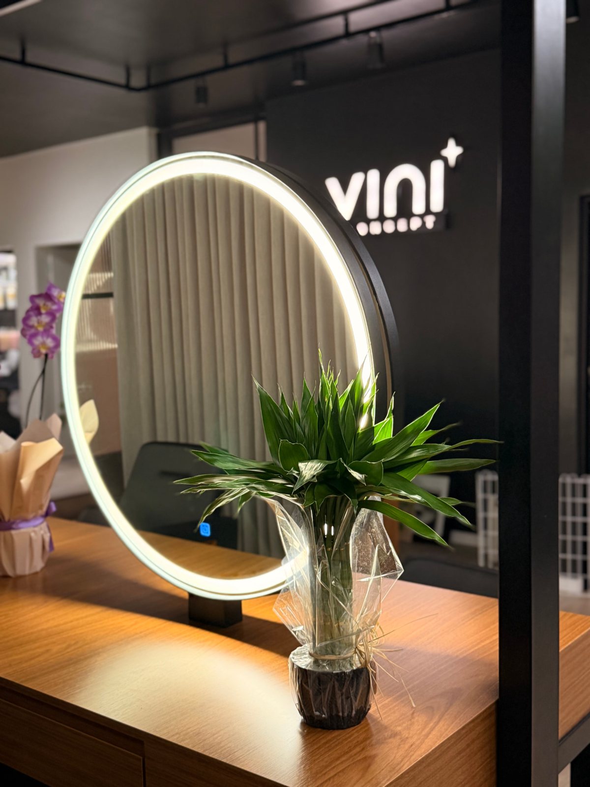Espelho iluminado com a marca Vini Concept